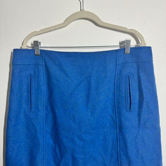 Talbots Wool Skirt Women 16 Plus Size Blue Mid Thigh Length Preppy Old Money - Picture 2 of 7
